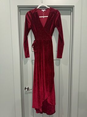 Baltic Born Jade Ribbed Velvet Wrap Maxi Dress XS- see measurements- ALTERED